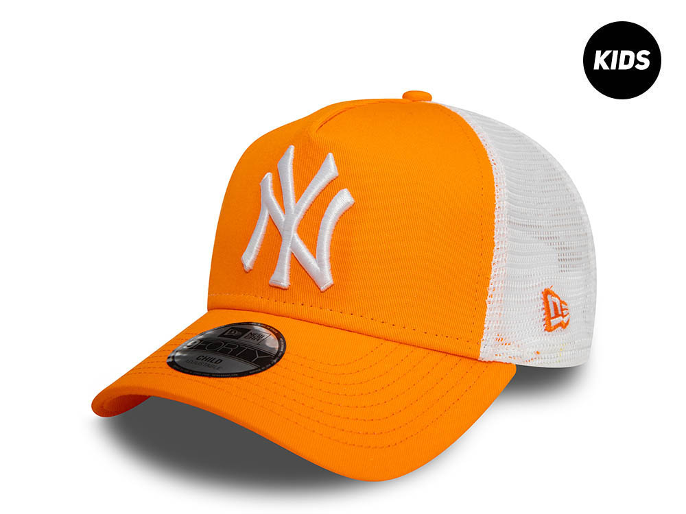 New Era New York Yankees League Essential Orange Kids 9Forty A Frame Trucker Snapback Hat