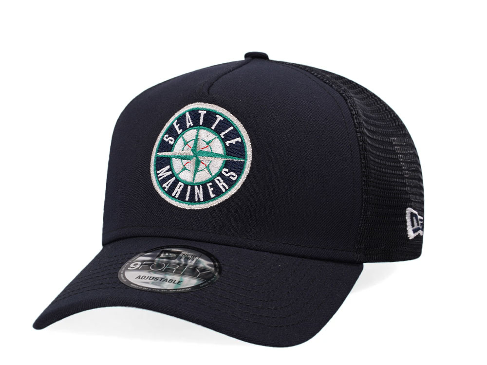 New Era Seattle Mariners Navy Trucker A Frame 9Forty Snapback Hat