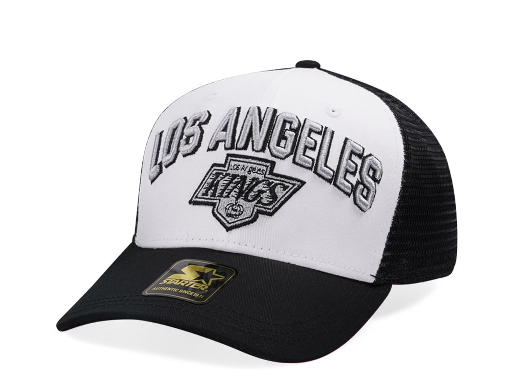 Starter Los Angeles Kings Penalty Curved Trucker Snapback Hat