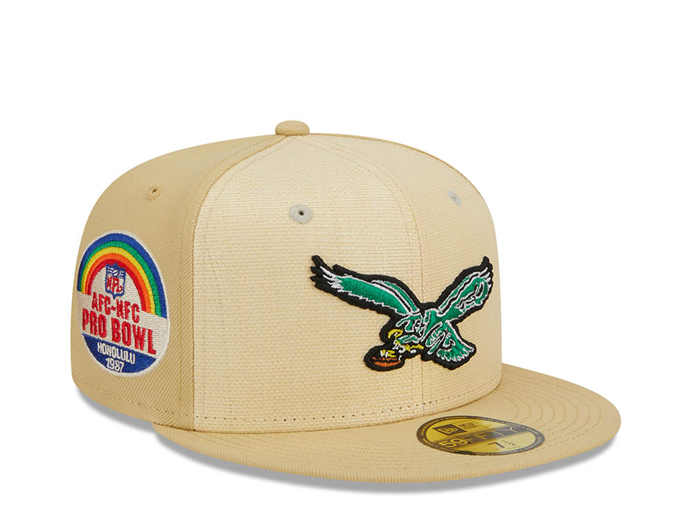 New Era Philadelphia Eagles Pro Bowl Honolulu 1987 Raffia Front Vegas Gold Edition 59Fifty Fitted Hat