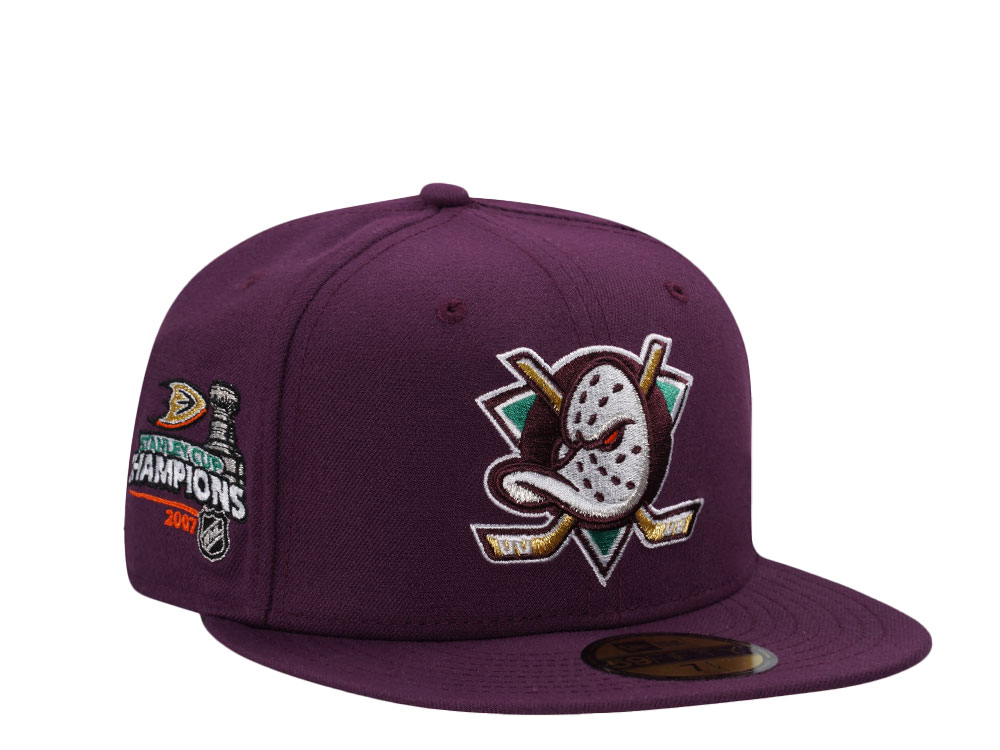 New Era Anaheim Ducks Stanley Cup Champs 2007 Plum Prime Edition 59Fifty Fitted Hat