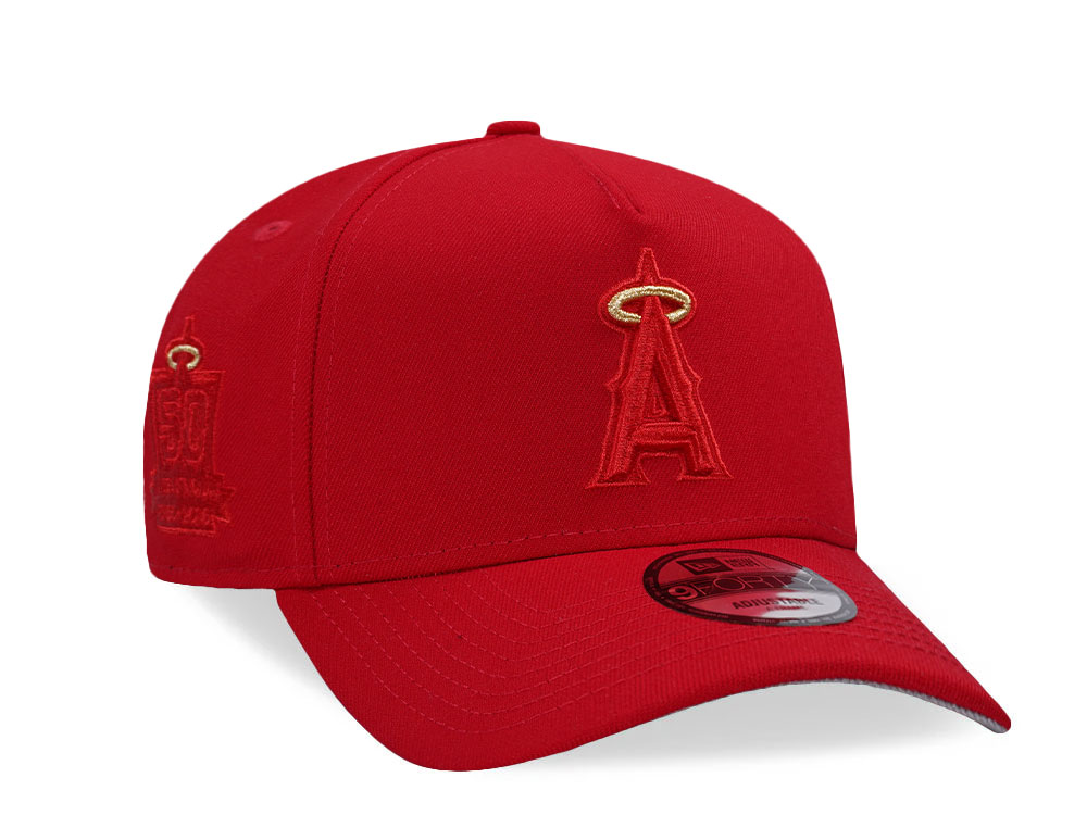 New Era Anaheim Angels Stadium 50th Anniversary All Red Edition 9Forty A Frame Snapback Hat