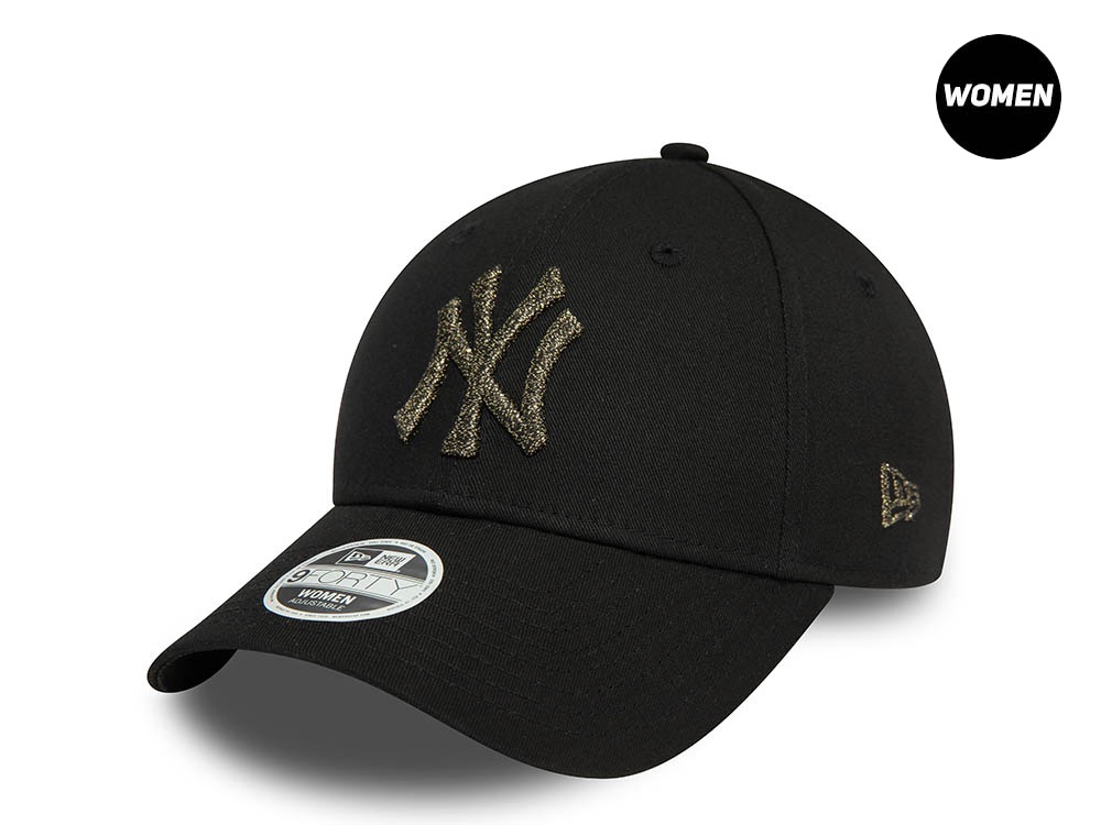 New Era New York Yankees Shinny Metallic Black Womens 9Forty Snapback  Hat