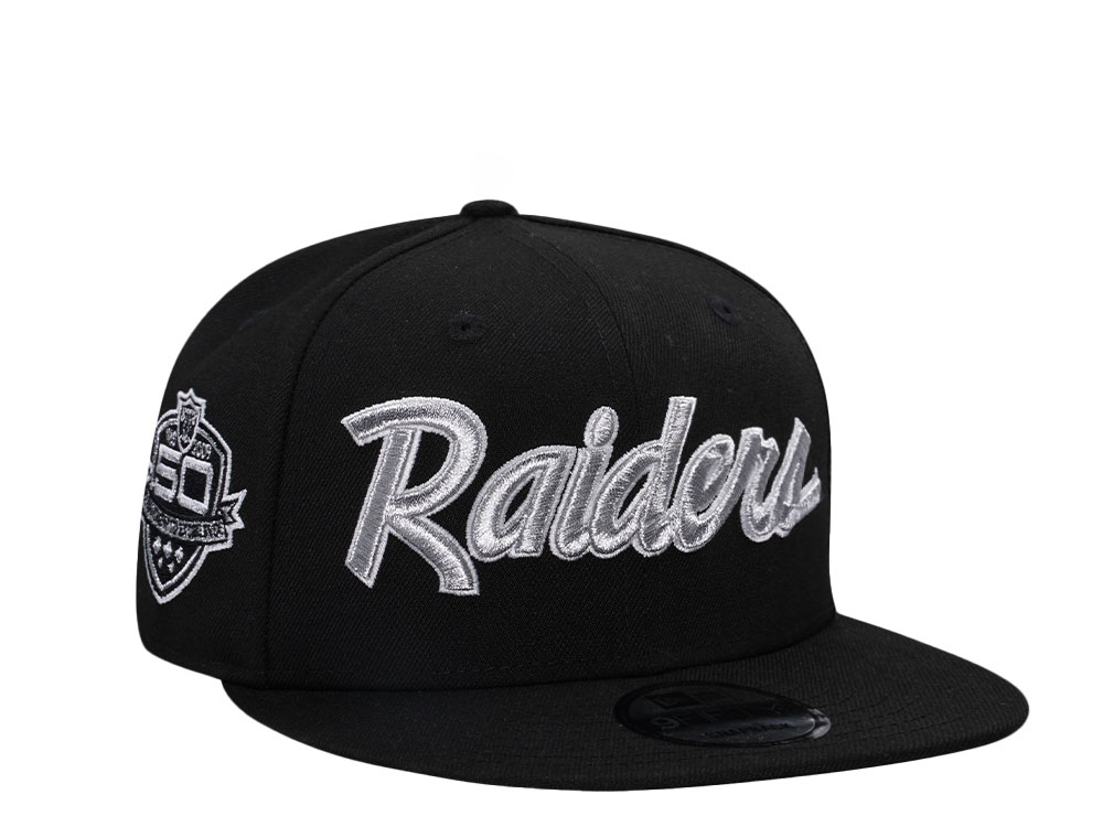 New Era Las Vegas Raiders 50th Anniversary Metallic Black Edition 9Fifty Snapback Hat