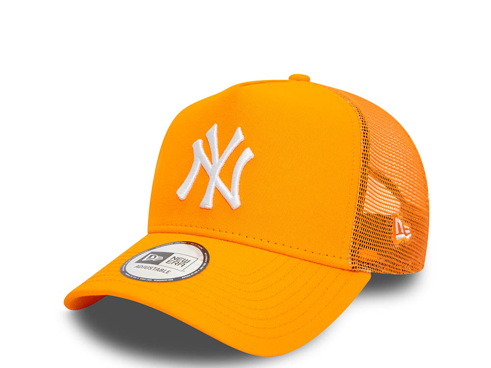 New Era New York Yankees League Essential Orange A Frame Trucker Snapback Hat