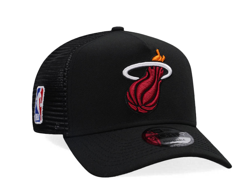 New Era Miami Heat Black Classic Edition Trucker A Frame Snapback Hat