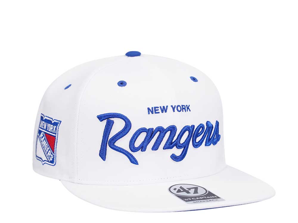 47Brand New York Rangers White Crosstown Pop Captain Snapback Hat