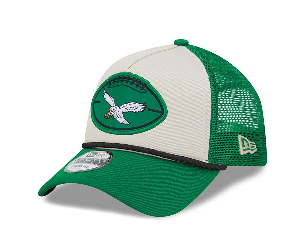 New Era Philadelphia Eagles Stone Two Tone 9Forty A Frame Trucker Strapback Hat