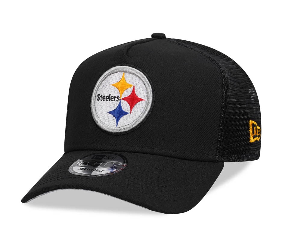 New Era Pittsburgh Steelers Black 9Forty A Frame Trucker Snapback Hat