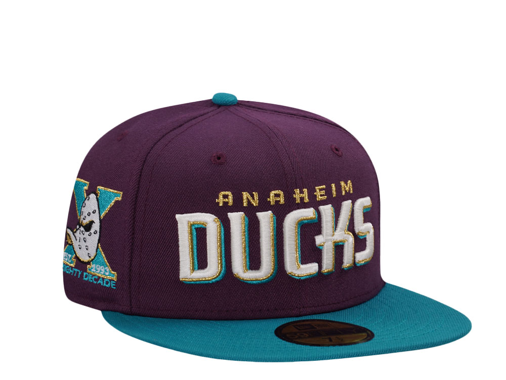 New Era Anaheim Ducks 10th Anniversary Script Two Tone Edition 59Fifty Fitted Hat