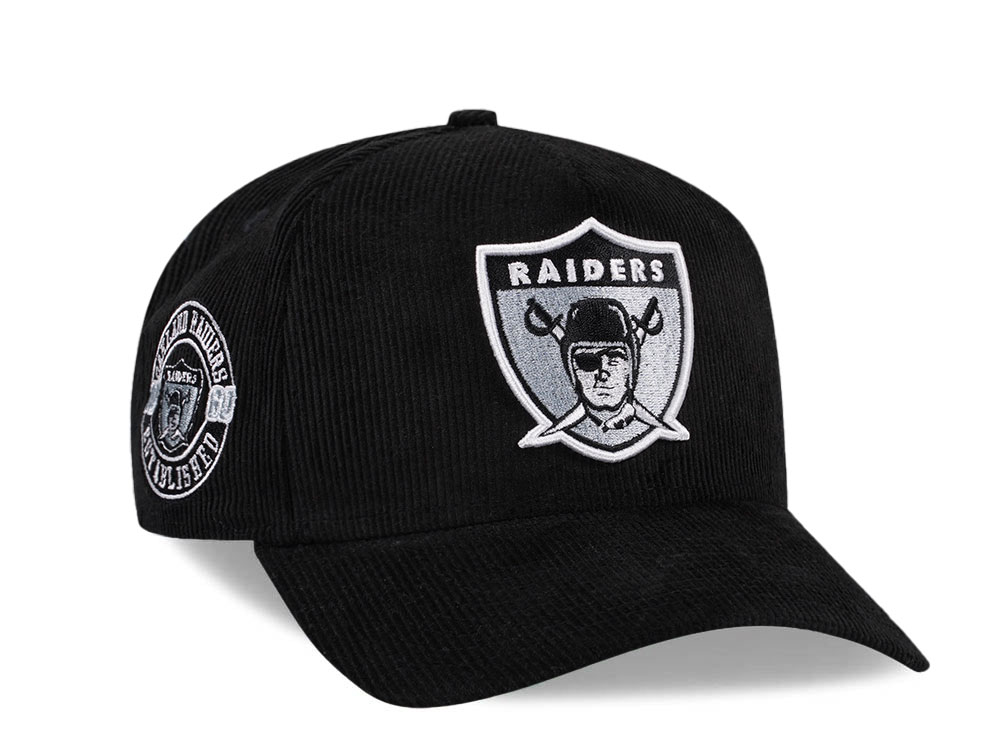 New Era Oakland Raiders Established 1960 Black Corduroy Edition 9Forty A Frame Snapback Hat