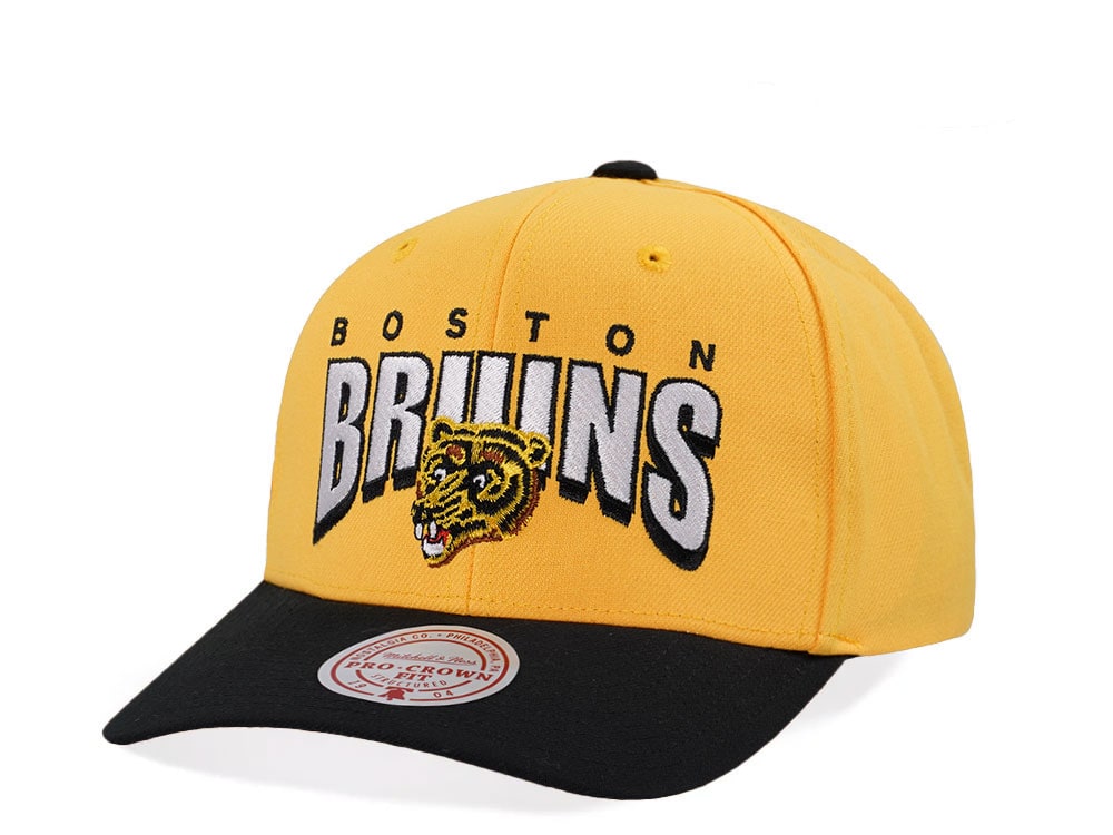 Mitchell & Ness Boston Bruins Pro Crown Fit Vintage Yellow Snapback Hat