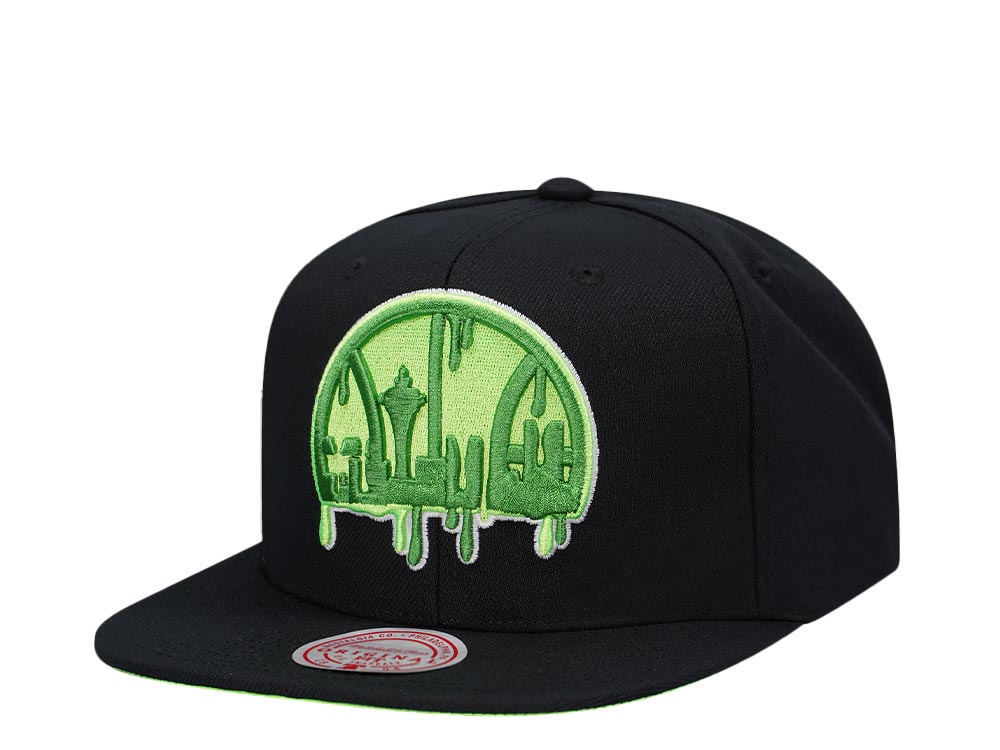 Mitchell & Ness Seattle Supersonics Slime Drip Hardwood Classic Snapback Hat