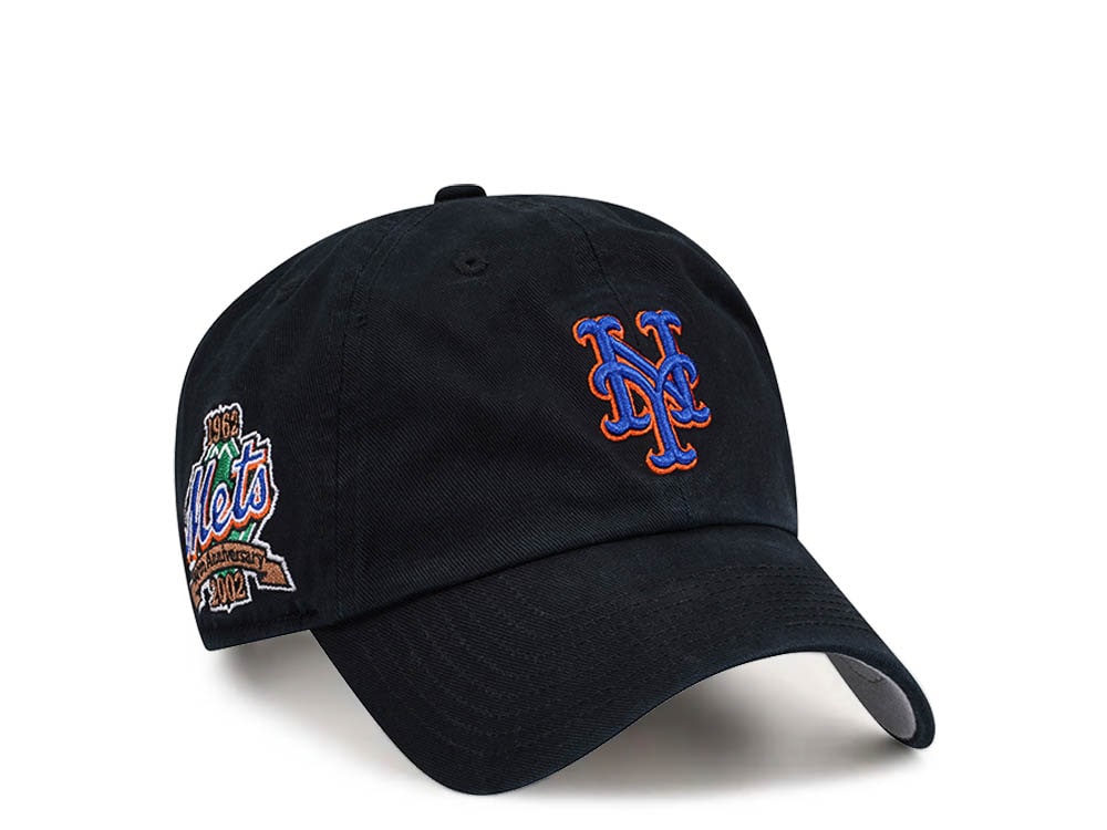 47Brand New York Mets 10th Anniversary Black Clean Up Strapback Hat