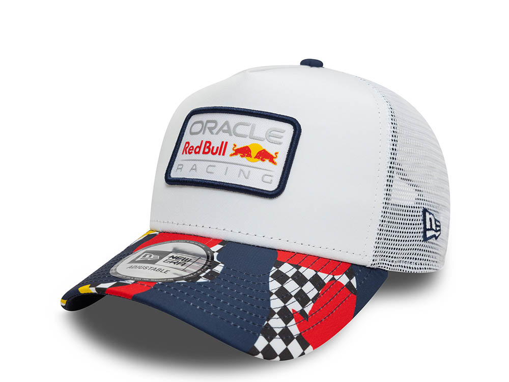 New Era Red Bull F1 White Abstract Racing 9Forty A Frame Trucker Snapback Hat