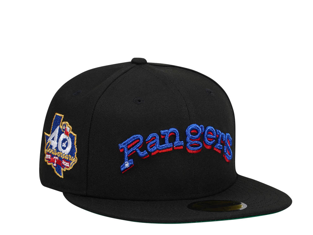 New Era Texas Rangers 40th Anniversary Black Dome Throwback Edition 59Fifty Fitted Hat