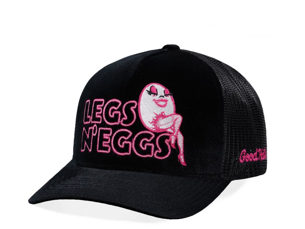 Good Hats Legs n Eggs Velour Black Trucker Edition Snapback Hat