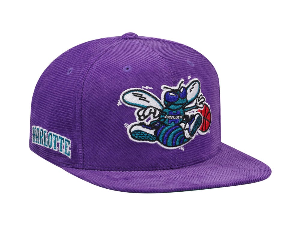 Mitchell & Ness Charlotte Hornets Purple Cord Hardwood Classic Snapback Hat