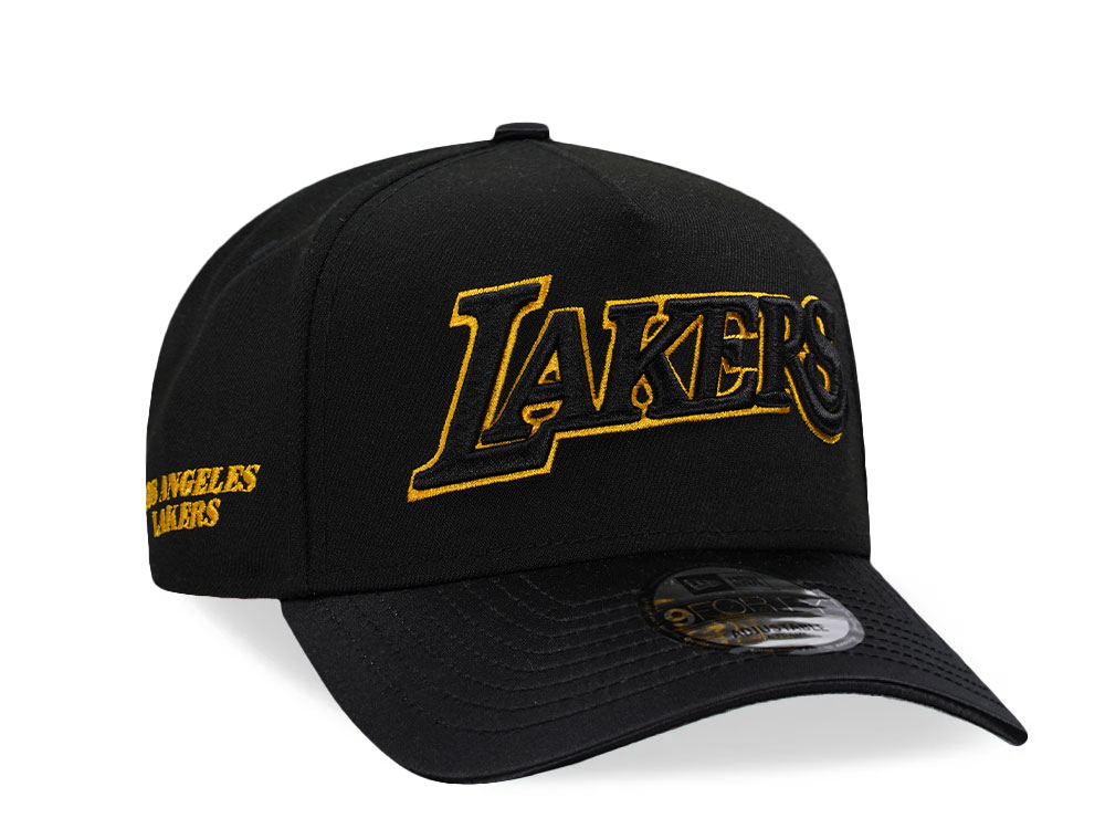 New Era Los Angeles Lakers Black Satin Brim Prime Edition 9Forty A Frame Snapback Hat