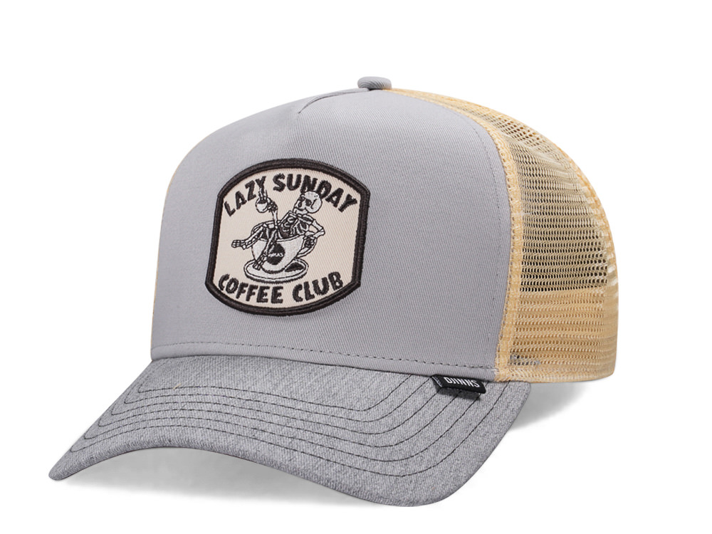 Djinns Lazy Sunday Coffee Club Gray Trucker Snapback Hat