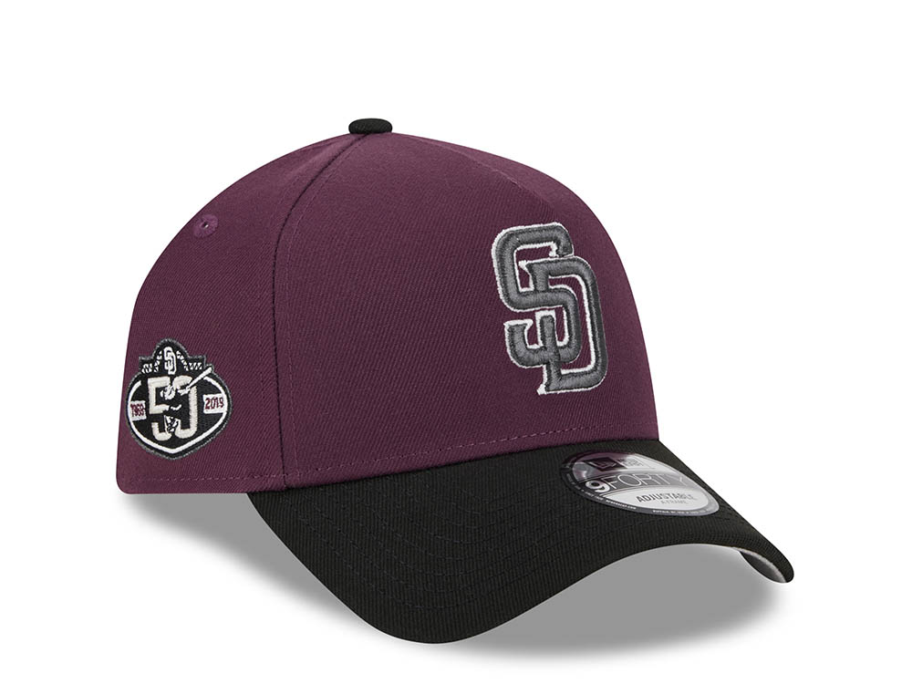 New Era San DIego Padres 50th Anniversary Two Tone Plum 9Forty A Frame Snapback Hat