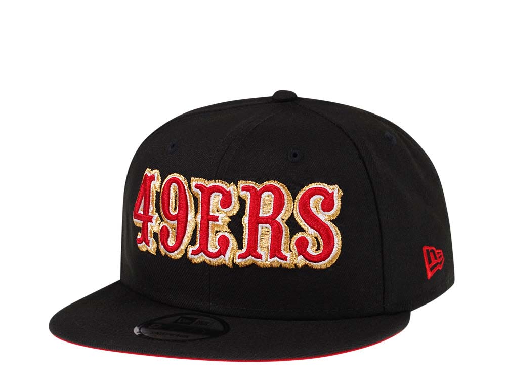 New Era San Francisco 49ers Black and Red Script Edition 9Fifty Snapback Cap TOPPERZSTORE.COM