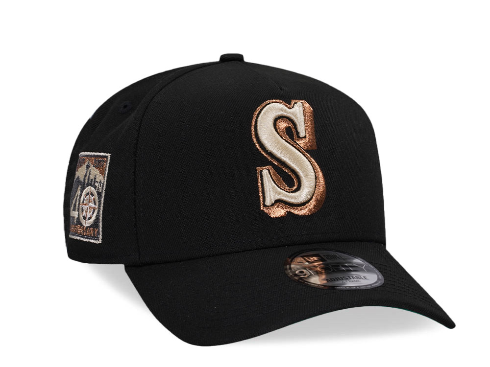 New Era Seattle Mariners 40th Anniversary Black Copper Edition 9Forty A Frame Snapback Hat