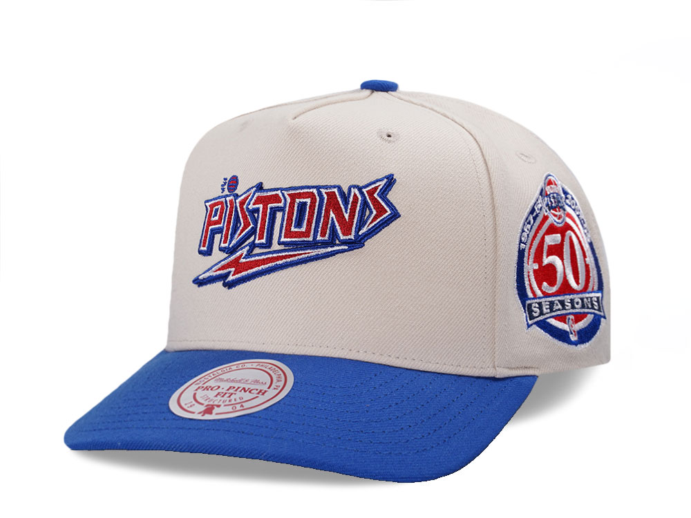 Mitchell & Ness Detroit Pistons 50 Seasons Two Tone Pro Pinch A Frame Snapback Hat