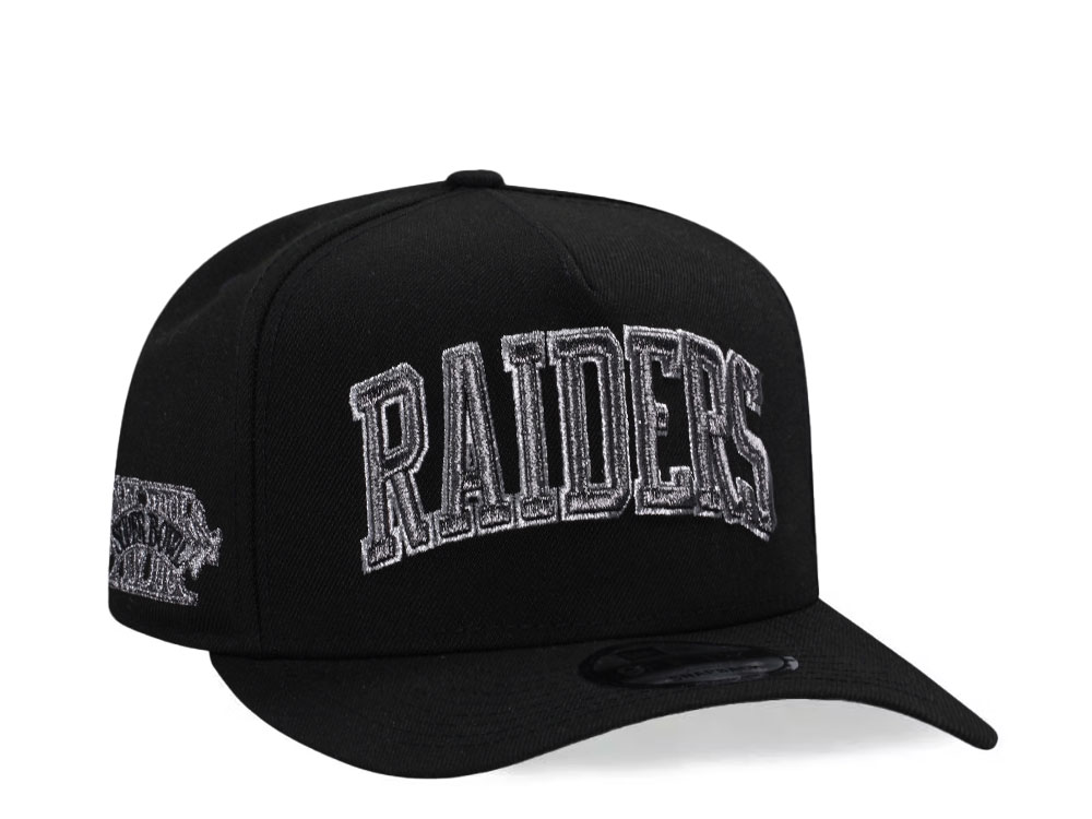 New Era Las Vegas Raiders Super Bowl XVIII Black Metallic Prime Edition 9Fifty A Frame Snapback Hat