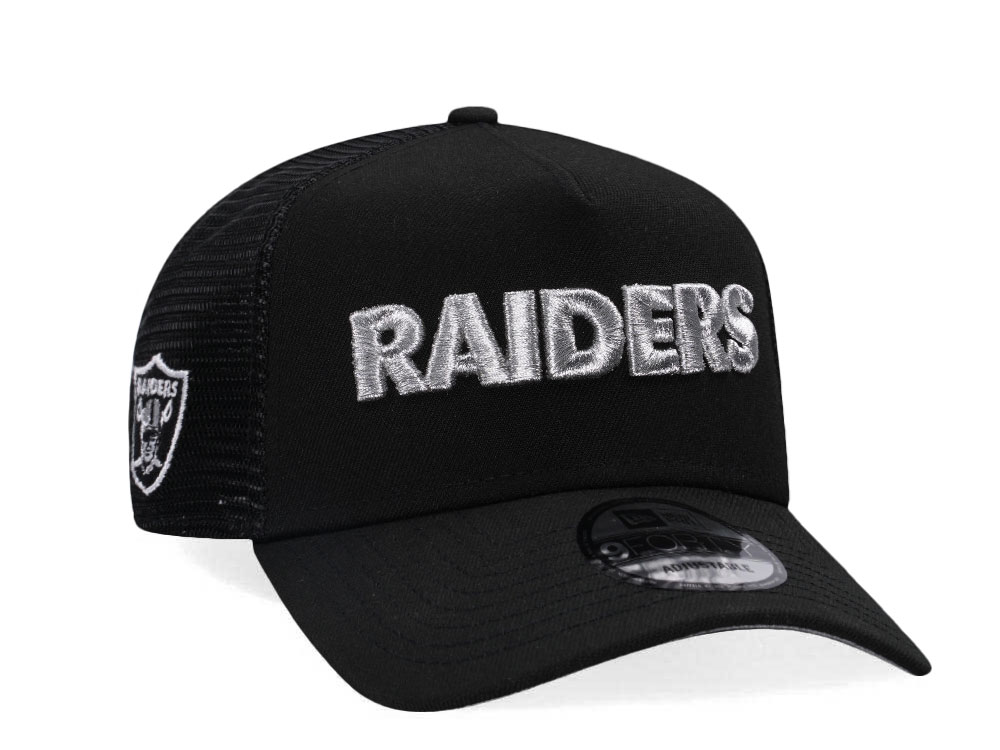 New Era Las Vegas Raiders Metallic Edition Trucker A Frame Snapback Hat