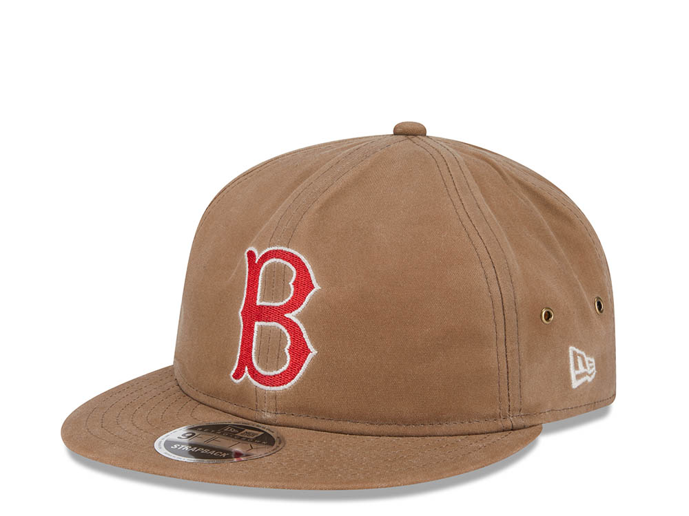 New Era Boston Red Sox Waxed Canvas Khaki 9Fifty Retro Crown Strapback Hat