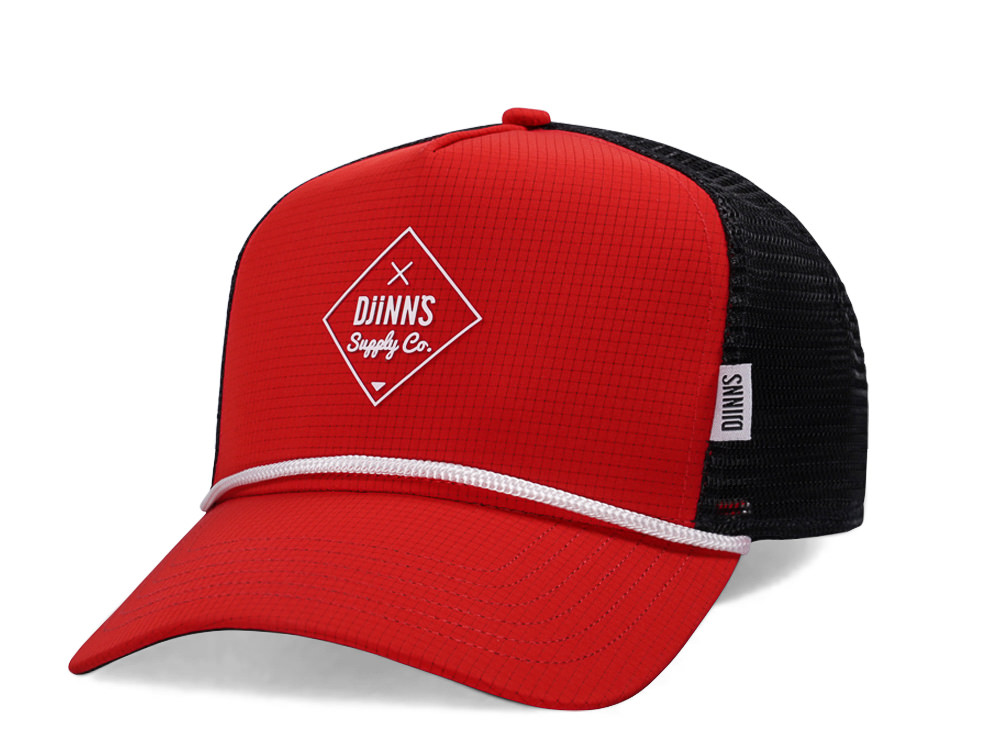 Djinns Rubber Ripstring Red Trucker Snapback Hat