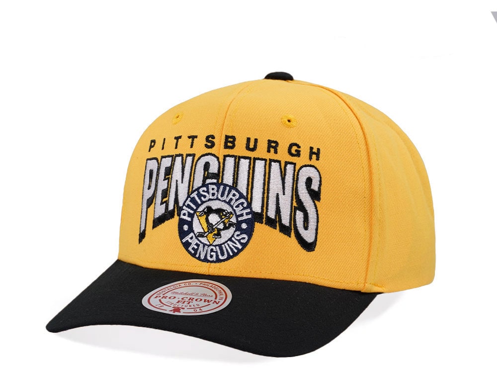 Mitchell & Ness Pittsburgh Penguins Pro Crown Fit Vintage Yellow Snapback Hat