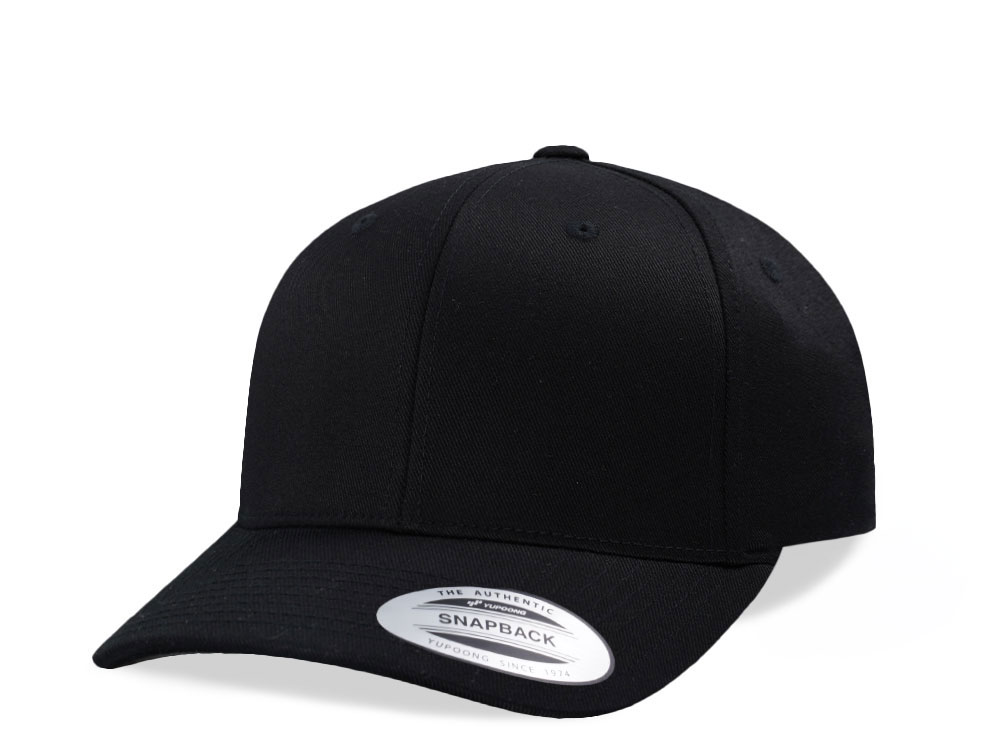 Yupoong Basic Black Curved Snapback Hat