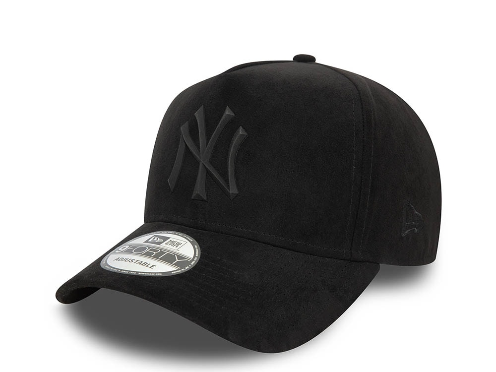 New Era New York Yankees Faux Suede Edition Black 9Forty A Frame Snapback Hat