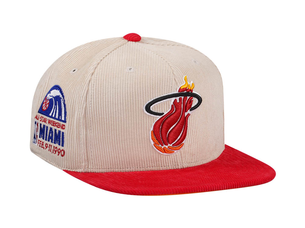 Mitchell & Ness Miami Heat All Star 1990 Two Tone Hardwood Classic Cord Edition Dynasty Fitted Hat