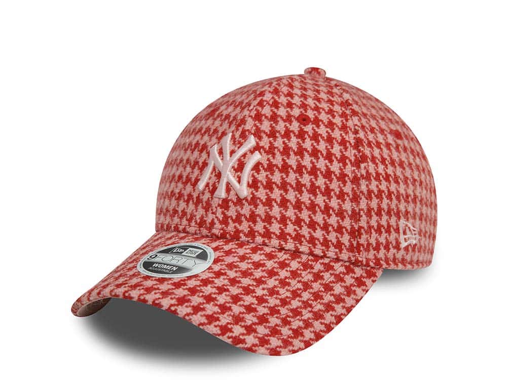 New Era New York Yankees Houndstooth Pink Womens 9Forty Snapback Hat