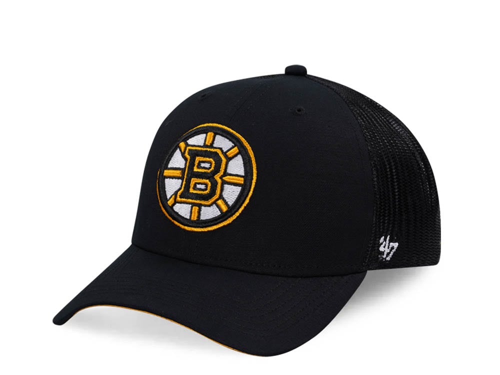 47Brand Boston Bruins Black Ballpark Trucker Snapback Hat