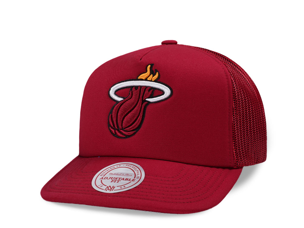 Mitchell & Ness Miami Heat Red Trucker Adjustable Fit Snapback Hat