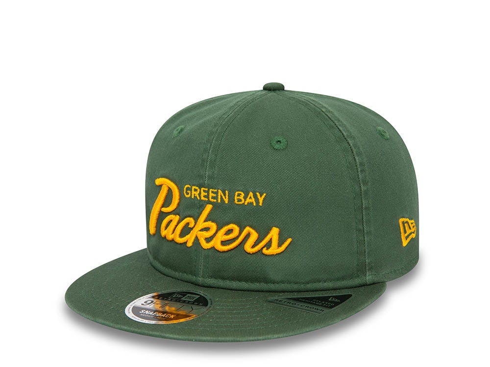 New Era Green Bay Packers Retro Dark Green 9Fifty Retro Crown Snapback Hat