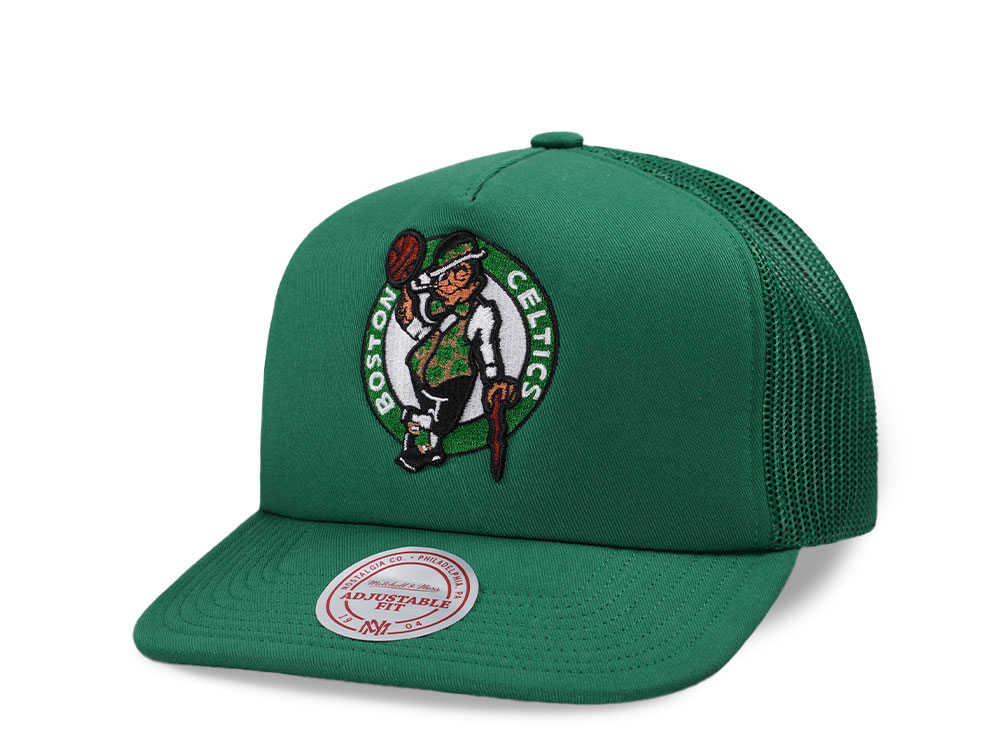 Mitchell & Ness Boston Celtics Green Trucker Adjustable Fit Snapback Hat