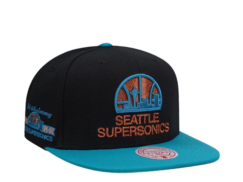 Mitchell & Ness Seattle Supersonics 25th Anniversary Make Cents Black Two Tone Hardwood Classic Snapback Hat