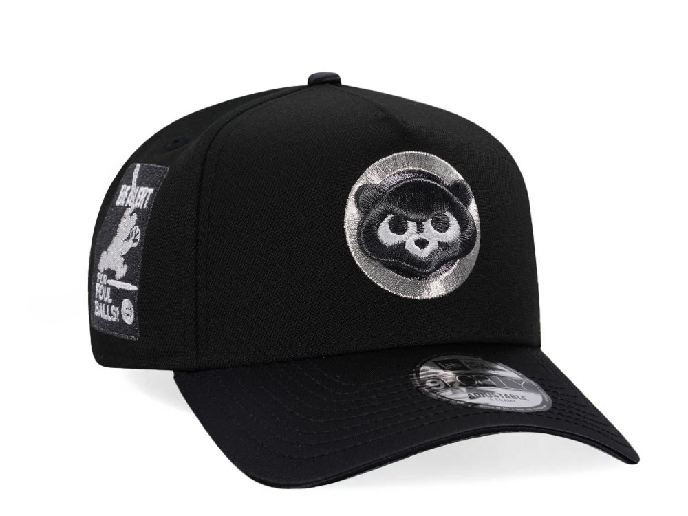 New Era Chicago Cubs Black Satin Edition A Frame 9Forty Snapback Hat