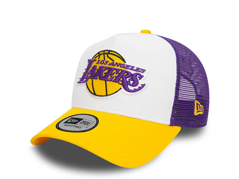 New Era Los Angeles Lakers White 9Forty Trucker A Frame Snapback Hat