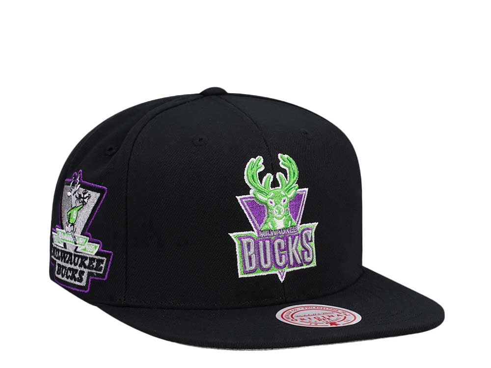 Mitchell & Ness Milwaukee Bucks 25th Anniversary Neon Tropical Hardwood Classic Snapback Hat