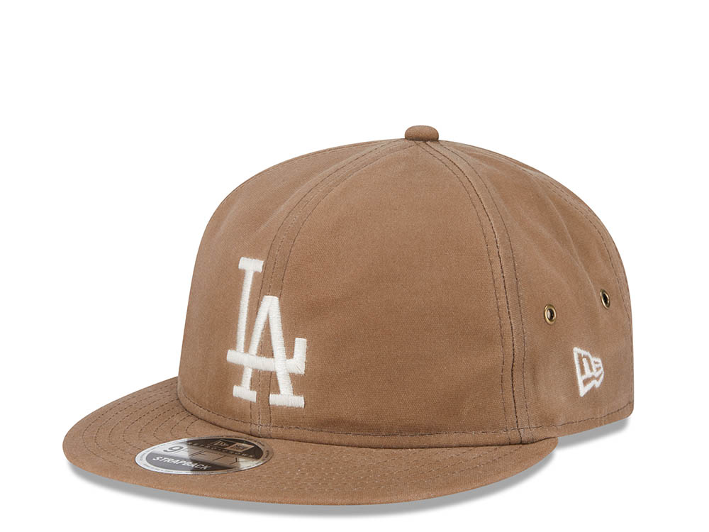 New Era Los Angeles Dodgers Waxed Canvas Khaki 9Fifty Retro Crown Strapback Hat