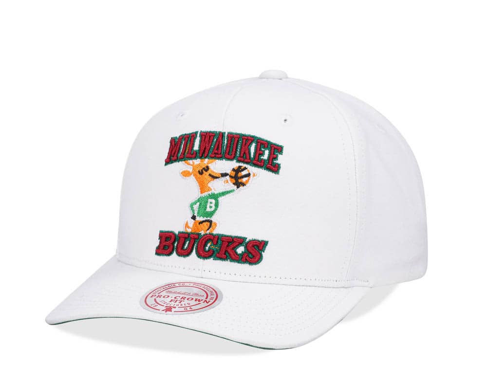 Mitchell & Ness Milwaukee Bucks All in Pro White Snapback Hat