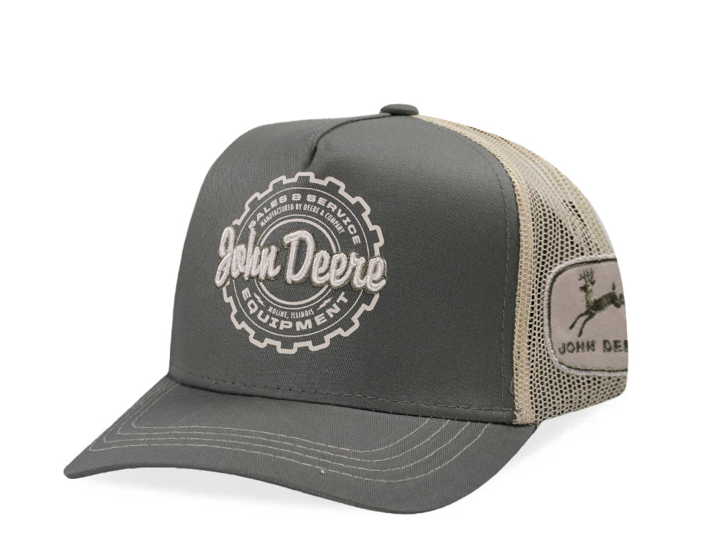 John Deere 5 Panel Vintage Olive Trucker Snapback Hat