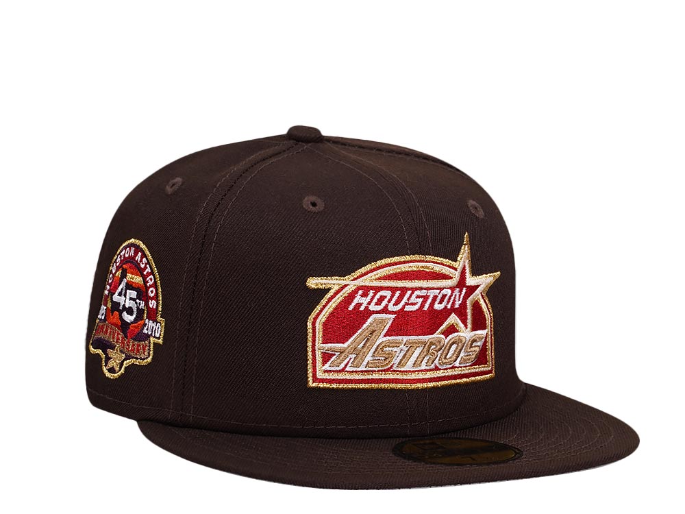 New Era Houston Astros 45th Anniversary Burnt Gold Edition 59Fifty Fitted  Cap | TOPPERZSTORE.COM