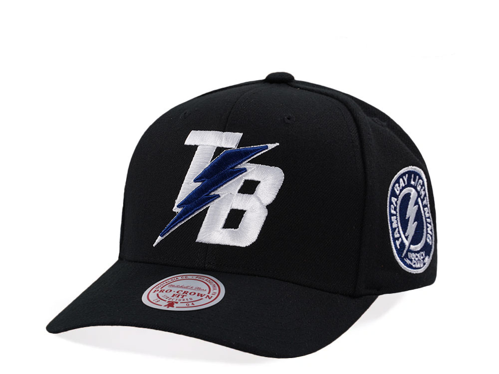 Mitchell & Ness Tampa Bay Lightning Pro Crown Fit Vintage Black Snapback Hat